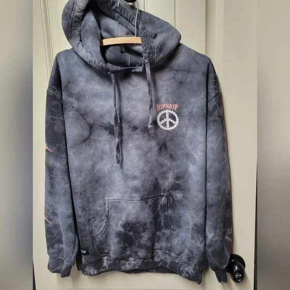 Ripndip Other - Ripndip Expression Acid Wash Lightening Tie Dye Cat Peace Sign Nerm Hoodie Small